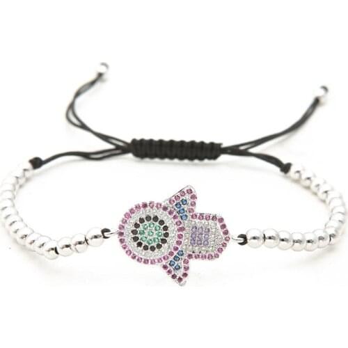 Gold silver micro pave cz Cubic Zirconia rope adjusted Copper Beads Bracelet gdf2 hand Charm Braided Bangles Jewelry Women