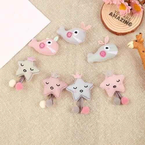 10Pcs/Lot Plush Cartoon Star Patches Appliques For Baby Cloth Sock Decoration Children Hair Clip Bow Accessories