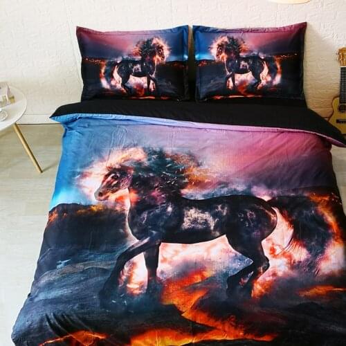 3PCS Fantasy Firewalker Stallion 3d Duvet Cover Set