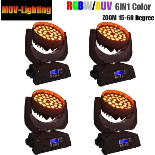 4pcs/lot best selling white housing stage light 36X18w 6 in 1 RGBWY UV LED light
