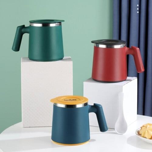 420ML Stainless Steel Mug Vacuum Flask Insulated Coffee Cup Home Office Thermos Water Bottle Large Capacity Milk Cup With Lid