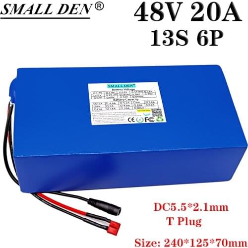 48V 20A 18650 lithium battery pack 13S6P built-in 25A balanced BMS 1000W high power electric bicycle, electric tricycle battery
