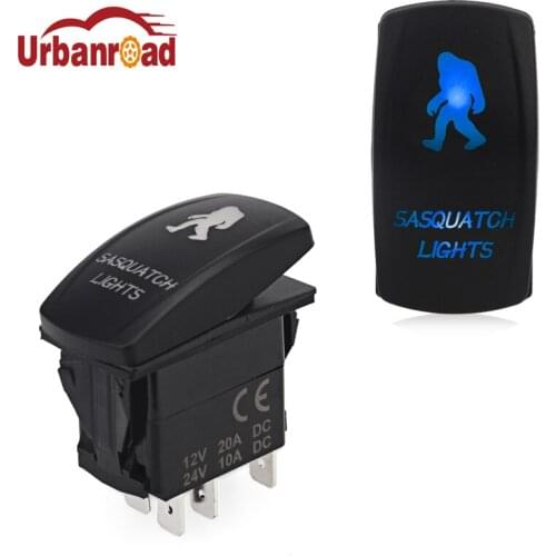 5 Pin Laser Rocker Toggle Switch SASQUATCH Light 20A 12V On/off LED Light Blue Green Red Car styling