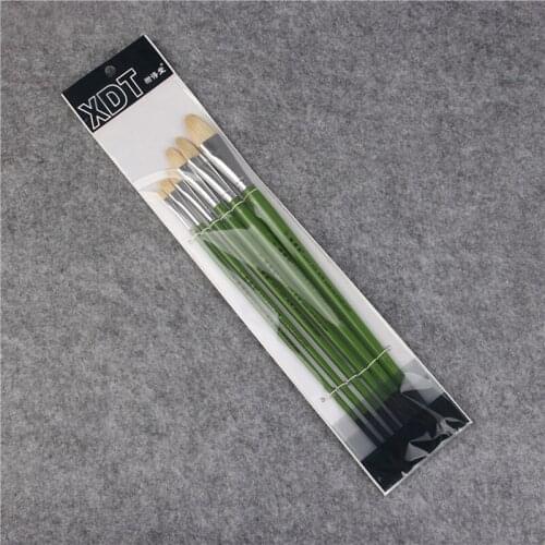 6Pcs/pack Senior Oil Painting Pen Brush Bristle Suit Watercolor Gouache Brush Set Duck Tongue Oil Brush Drawing Brushes Supplies