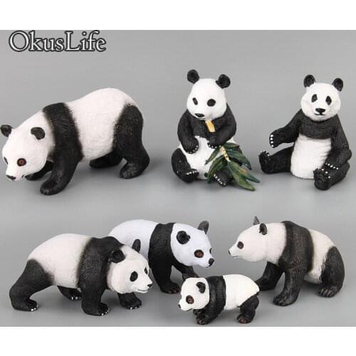 7PCS Set Cute Panda Toys solid Model Panda Mother and baby China Wild Animal Toy Figures Zoo Dolls Children Play Kit Gifts