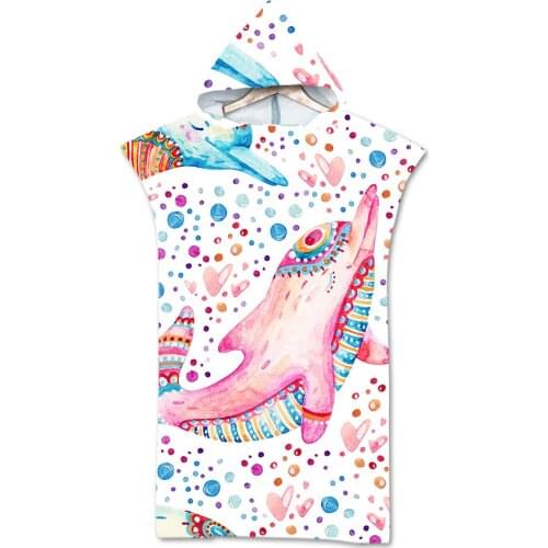 Cartoon Starfish Cape Hooded Bath Towel Robe Poncho Sea Animals Beach Towel Adults Quick Dry Surf Bathrobe Beachwear Kids Towels