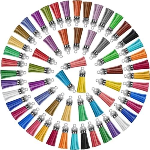 Keychain Blank Tassels Pendant for Jewelry Making, 120pcs Leather Tassel Keychain Charms Bulk for Earrings Craft Supplies