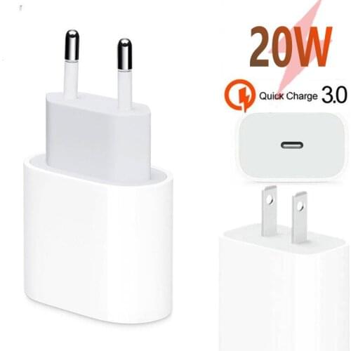 Fast USB C Charger 20W PD Phone Adapter For Apple iPhone 12 Mini 11 Pro XS Max Xiaomi Mi 11 10 Redmi Note 8T 9T Mobile Phones