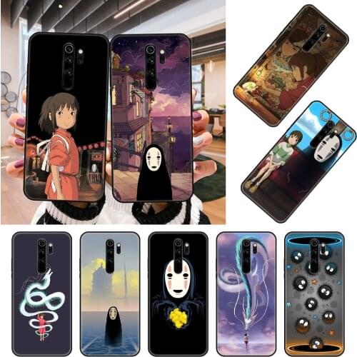 Phone Case For Xiaomi Redmi Note 8 8T 7 7A 9 9A 9S 8A 4 5 6 Pro Black Cover Bumper Art Coque 3D Funda Soft Anime Spirited Away