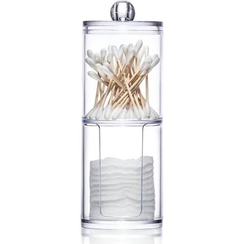 Two-layer Cotton Swab Pad Clear Acrylic Container Storage Box Transparent Case Holder Dispenser