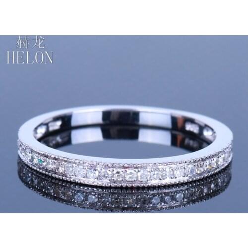 HELON Pave 0.2ct Natural Diamonds Ring 925 Sterling Silver Women Trendy Fine Jewelry Engagement Wedding Diamonds Ring Best Gift