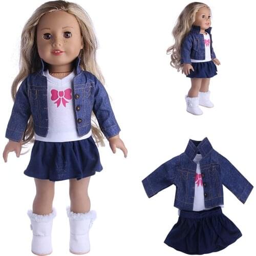 Three-Piece Cowboy Suit For 18 Inch American&43Cm Baby New Born Doll Our Generation , For Baby Birthday Festival Gift