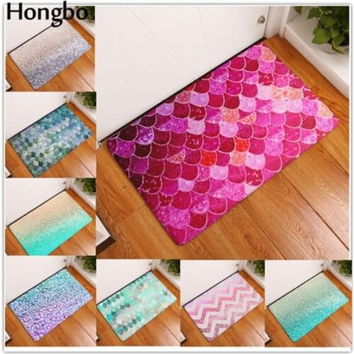 Hongbo New Anti-Slip Carpets Fashion ideas Color Geometry Print Mats Bathroom Floor Kitchen Rugs 40x60or50x80cm