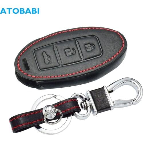 Leather Car Key Case For Nissan Qashqai Pathfinder Versa Tidda Murano Rogue X-Trail Keyless Remote Fob Cover Auto Keychain Bag
