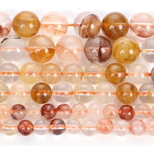 Red Glue Flower Natural Stone Charm Round Loose Beads For Jewelry Making DIY Bracelets Necklace Earrings Accessories 6/8/10MM