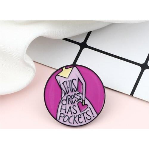 Round Fuchsia Brooches Elegant Women Letter Dress Enamel Pins Cartoon Fashion Metal Button High Quality Badge Lapel Backpack Pin