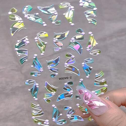 5D Laser Embossed Ribbon Nail Stickers Designer Nail Decals DIY Multicolor Nail Embossed Sticker Charm Nail Art Decorations