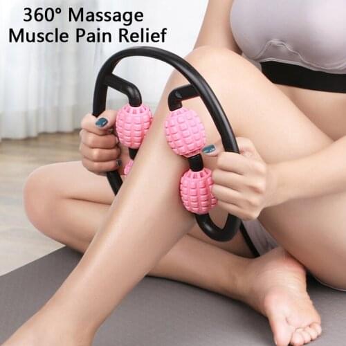 Massager Leg Muscle Relaxation Roller Ring Clamp Leg Massage Stick Yoga Body Shaping 4 Wheels Fitness Device for Sports