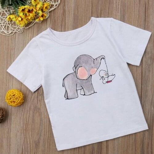 Cute Elephant Animal Cartoon Apparel Kids T-Shirts Short Sleeve Kawaii Print Fashion Boys Girls Funny Summer Tops,YKP003