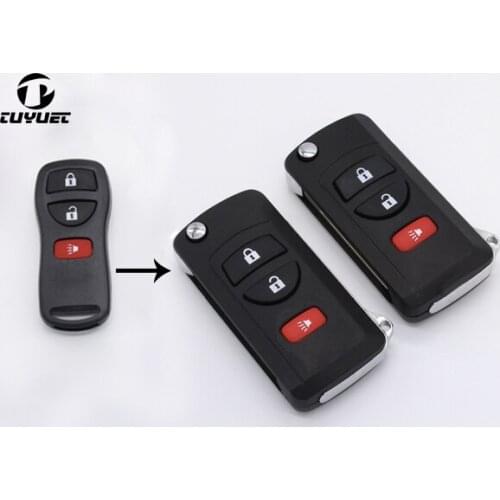 3 Buttons Modified Flip Folding Remote Key Shell For Nissan Sylphy Tiida Car Key Case Blanks 2+1
