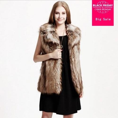 S-6XL Plus Size High-end Fur Vest Coat Luxury Faux Raccoon Dog Fur Warm Women Coat wasitcoat Winter Fashion Jacket outwear L1441