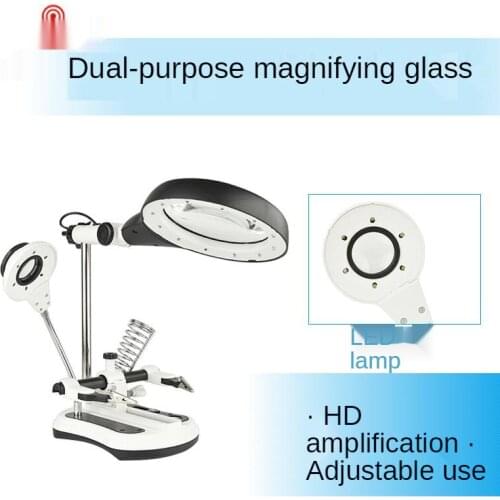 18 LED lamp lighting desktop reading, maintenance and inspection clip-on magnifying glass with four magnifications