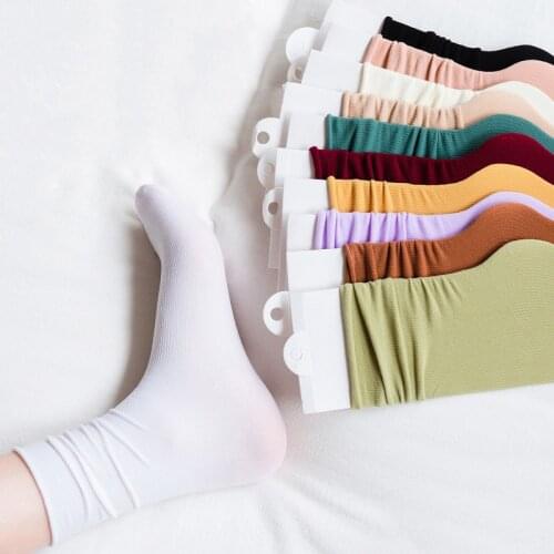 Solid Color Loose Long Socks Velvet Thin Summer Harajuku Crew Socks Candy Colors Ladies Women Girls Cute Black White High Socks