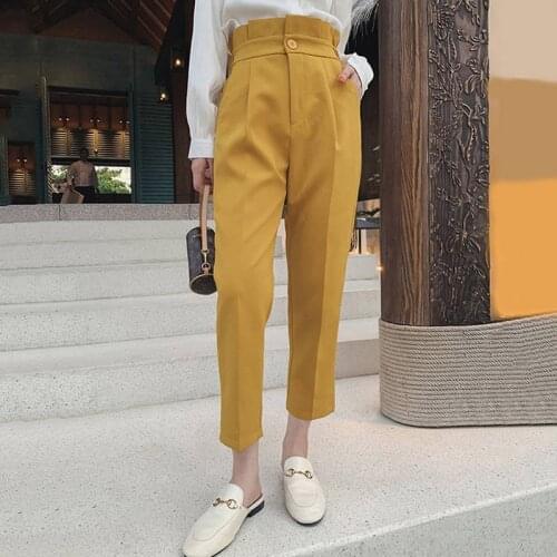 2020 New Fashion High Waist Loose Pants Women Casual Long Suit Pants Female Pockets Women Straight Trousers pantalon femme P279