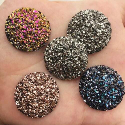 New 8PCS AB Resin 25mm Ore Round Flatback Rhinestone Scrapbook Ornaments DIY Wedding Appliques Crafts SG60