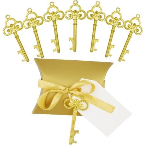 50set/bag Wedding Favor Antique Beer Bottle Opener Golden Key Bottle Openers of Spades Bar Tool Wedding Gifts Festival Supplies