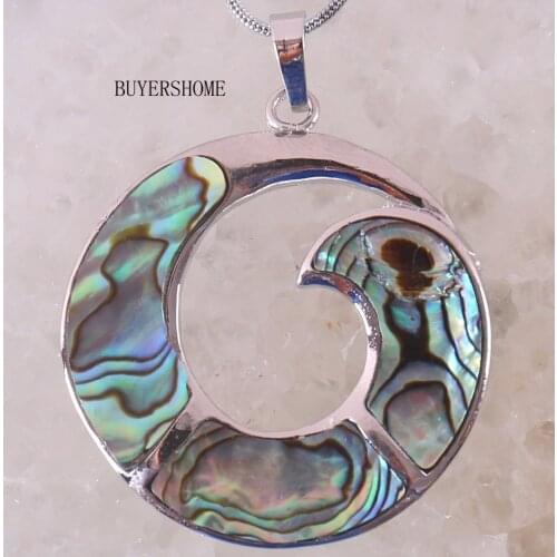 Free Shipping Fit Making Necklace Earrings 38x38MM Blue New Zealand Abalone Shell Pendant 1Pcs with Chain 18inches K104