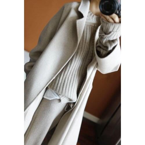 Elegant Winter Coat Female Autumn 100% Wool Jacket Women Clothes Long Woolen Jackets Vintage Abrigos LW2119