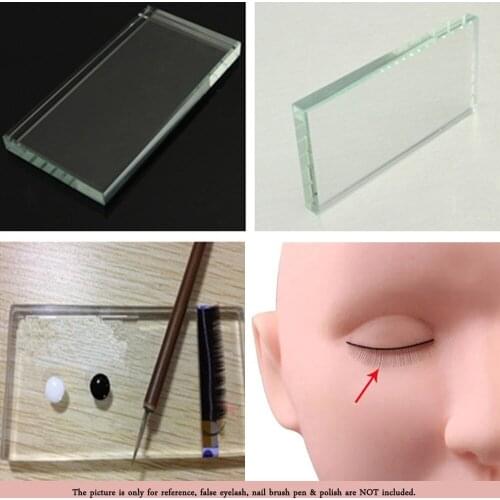 Rectangle-shaped False Eyelash Extension Crystal Glass Stone Glue Holder Pallet