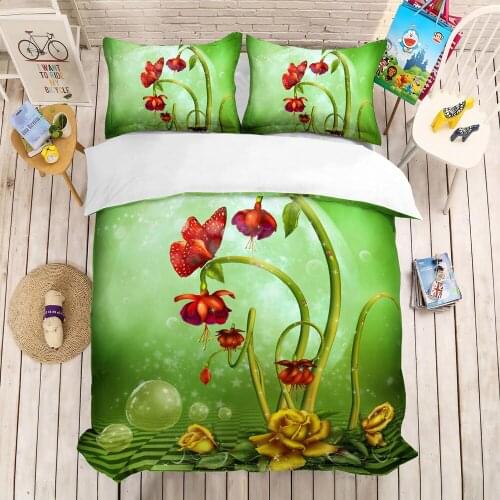 Psychedelic Mushroom 3D Bedding Linen Set Forest Print Cartoon Bedding Set Double Queen King Size