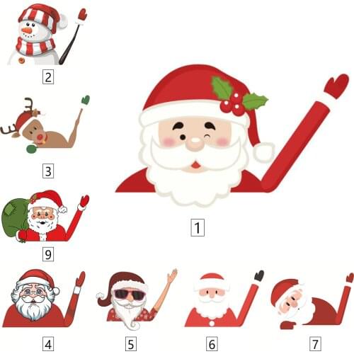 Christmas Stickers Decor 3D Waving Santa Claus Car Stickers Christmas Styling Window Wiper Decals Rear Windshield Decor