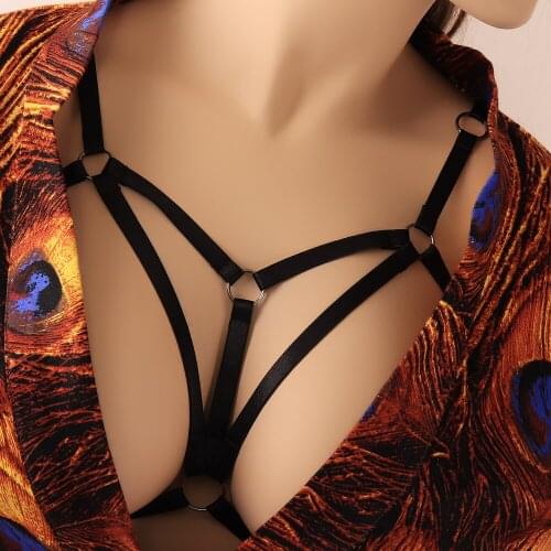 Goth lingerie Hexagram body cage bra top. caged imbracatura bra bondage lingerie black gothic club erotico rebel harness pentagr