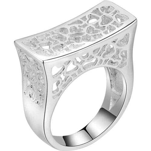 Silver color finger ring hollow geometric fashion jewelry cool street style good quality and low price AR330
