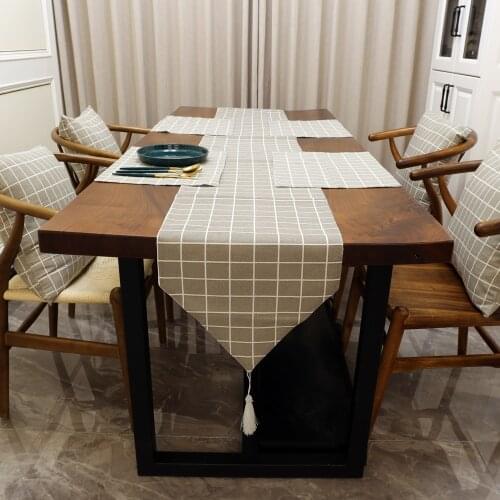 Gray Plaid Simple Modern Table Runner Mat Cushion Soft Comfortable For Home Table Outdoor Wedding Party Table Runners