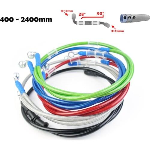 28 90 degree Moto Braided Hose Reinforced Brake Oil Hose Line Pipe Tube For KTM ATV Dirt Pit Racing Bike Motorcycle Hydraulic