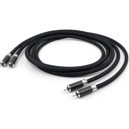 YTER 5n 99.9998% Occ Copper Audio Hifi Interconnect Cable With Carbon Fiber Rhodium Platef Rca Plug Cable Audio