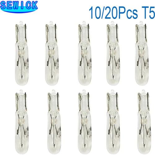 White 10/20pcs W2W T5 12v 1.2w Car Halogen Lamp Instrument Lights Dashboard Bulb Auto Interior Light Car Styling