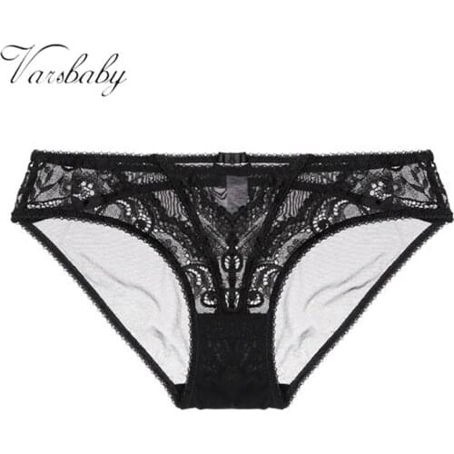 Varsbaby New Underwear Sexy Transparent Lace Bow Womens Briefs Panties 3 Colors S-XL