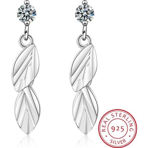 925 Sterling Silver Leafs Vintage Stud Earrings Minimalist Gold Color Silver Earrings Fine Jewelry Oorbellen Pendientes Arete