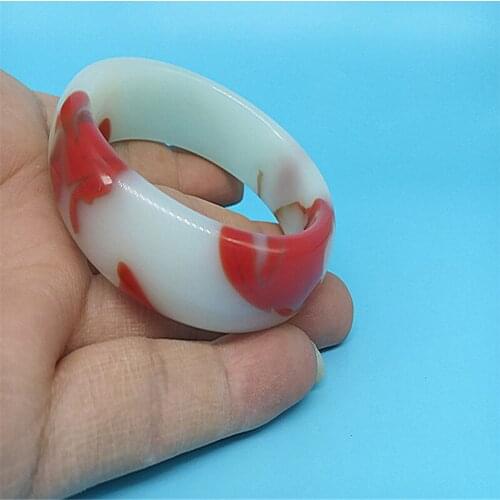 Xinjiang Hetian jade chicken blood jade bracelet Xinjiang Gobi jade gold silk jade widened version womens Bracelet