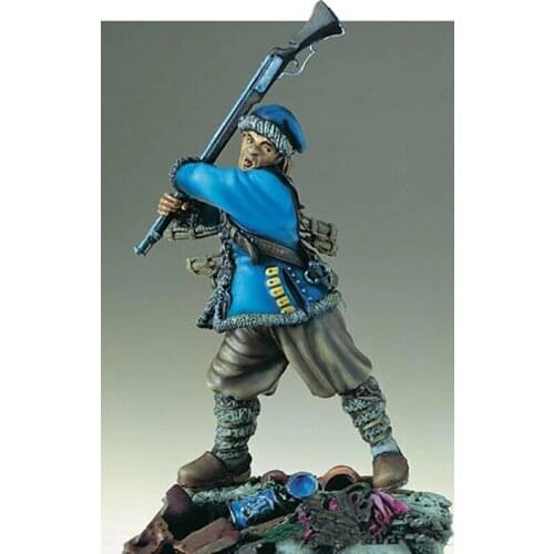 1/18 90mm ancient warrior with spear stand Resin figure Model kits Miniature gk Unassembly Unpainted