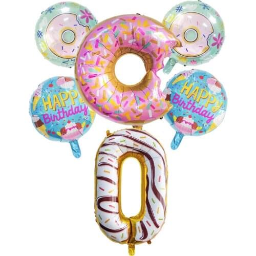 1Set Donut Digital Balloon Kit 32inch Number Balloon And 18 inch ice cream Balloon Wedding Birthday Party Decor Balloon Supplies