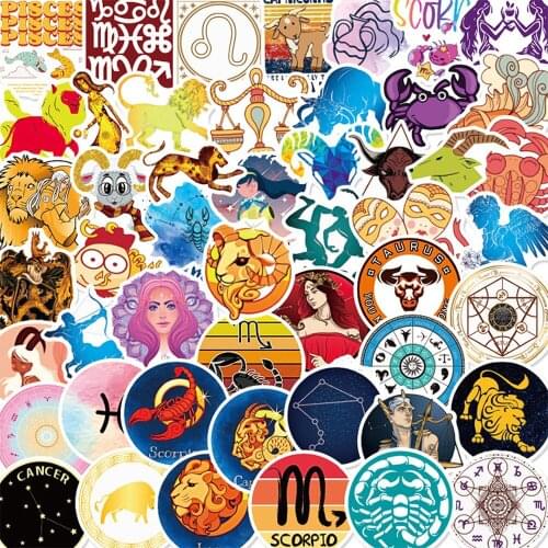 10/50pcs Twelve Constellations Stickers For Notebooks Laptop Adesivos Craft Supplies Starry Sky Scrapbooking Stickers Aesthetic