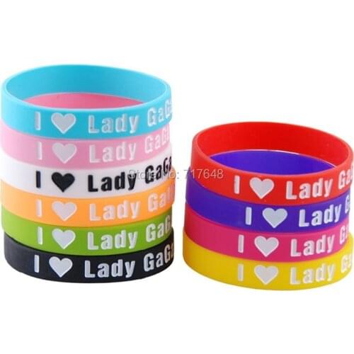 100pcs 10colors lady gaga wristband silicone bracelets free shipping by ePacket