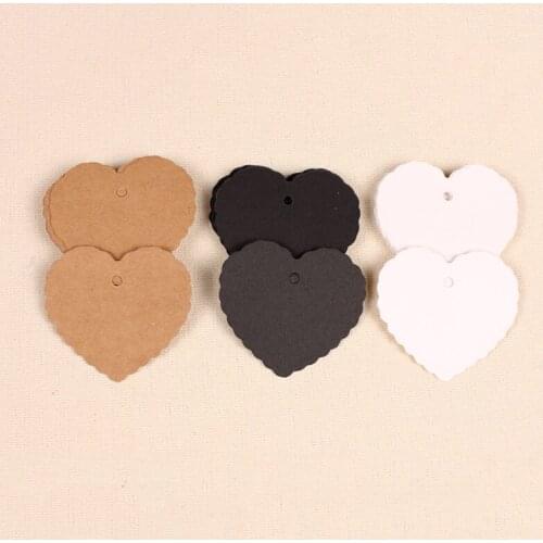 100PCS DIY Kraft Paper Packaging Hang Tag Heart Shaped Wedding Party Decoration Tag Blank Luggage Jewelry Candy Gift Price Label