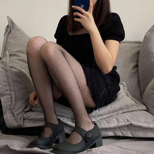 2 Colors Womens Tights Bling Rhinestone Fishnet Stockings.Sexy Mesh Fishnets Stockings Pantyhose.Female Club Party Hosiery